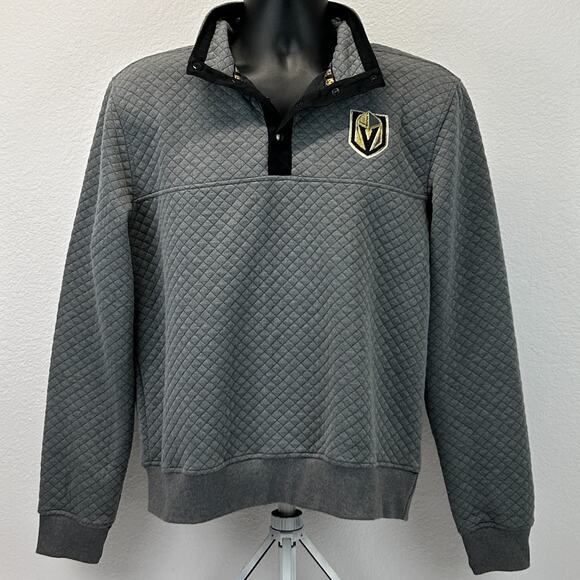 Las Vegas Golden Knights 1/4 Quarter Snap Sweater Jacket Quilted Gray M Medium - Picture 2 of 7